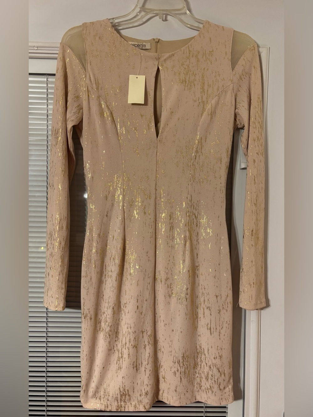 Arden B Nude Dress with Gold Foil Accents